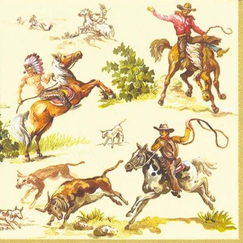 Wild West Cream Paper Cocktail Napkins Pack of 20