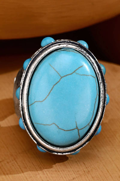 Large Statement Semi Stone Ring : Turquoise(SBTQ) / OS