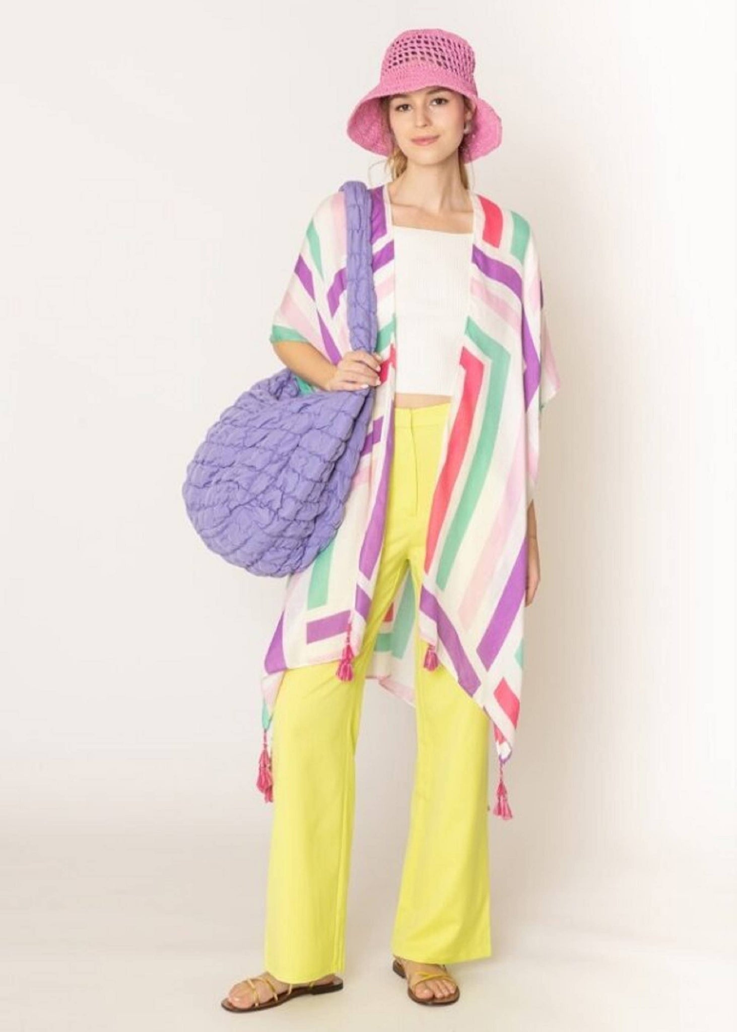 Lavender Large Quilted Puffer Tote Bag