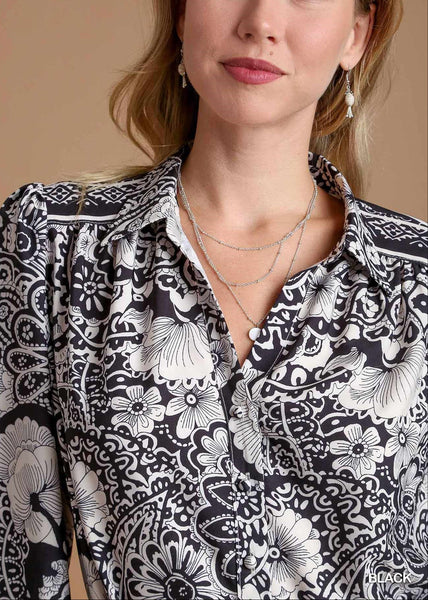 Black and White Print Tie Waist Dress