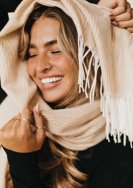 Harmony Wrap Scarf with Fringe Accent Border