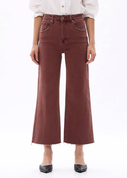 High Rise Tummy Control Wide Legs Jeans in Cappuccino