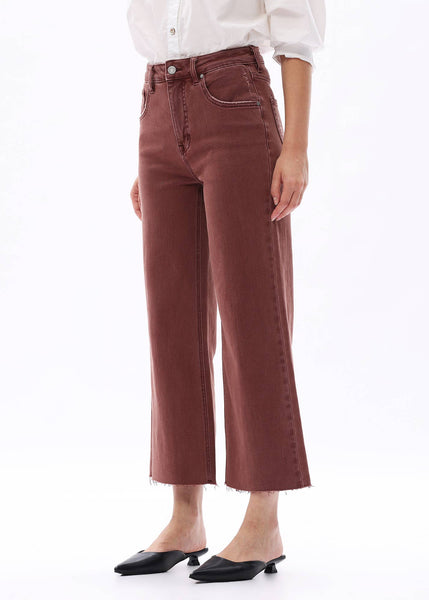 High Rise Tummy Control Wide Legs Jeans in Cappuccino