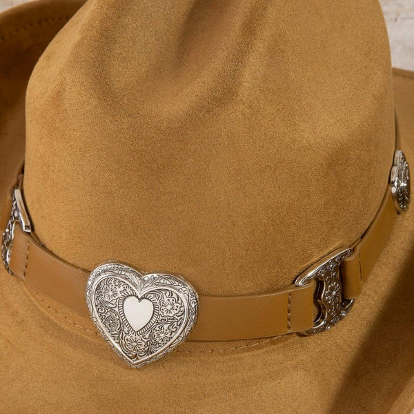 Western Heart Buckle Cowboy Hat: BK