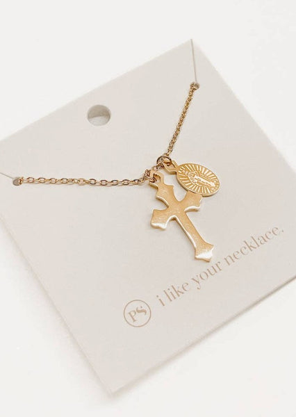 Creator Cross Gold Charm Necklace