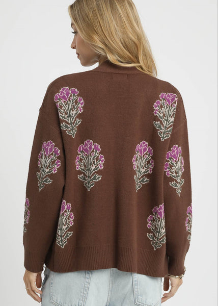 Floral Jacquard Cardigan Sweater