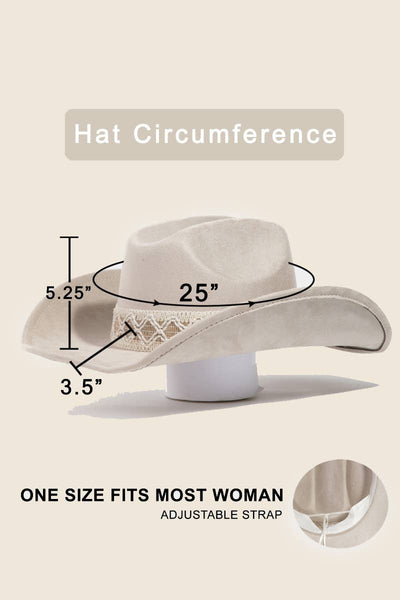 Ivory  Braided Strap Cowboy Hat