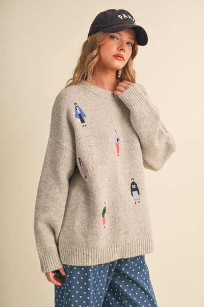 Super Soft Embroidered Sweater in Oatmeal