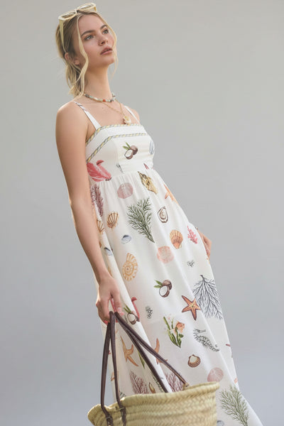 A Little Bit Beachy Multicolor Print Midi Dress