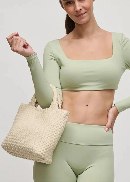 Sky's The Limit Small Woven Neoprene Crossbody: Cream