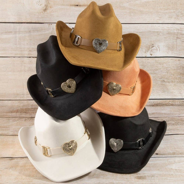 Western Heart Buckle Cowboy Hat: BK
