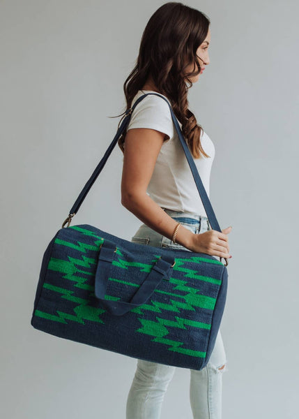 Navy & Green Aztec Duffle Bag