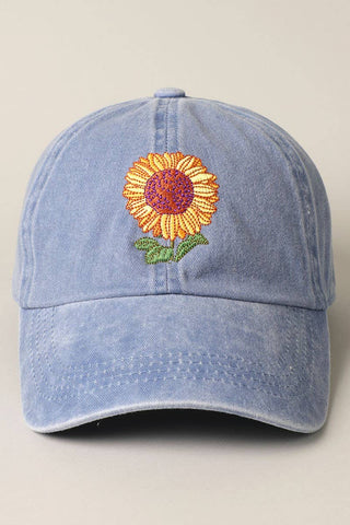 Sunflower Embroidered Baseball Cap Hat