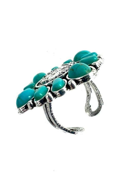 Western Cuff Ring With Turquoise Accents