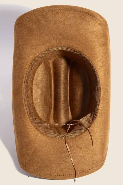 Double Belt Faux Suede Cowboy Hat: IV