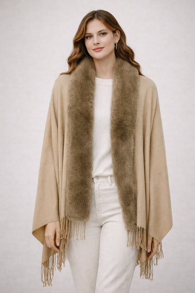 JC062843 16 Colors-Faux Fur Trim Softer Than Cashmere Scarf: Teal
