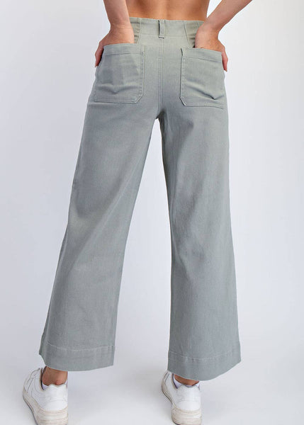 Dusty Sage Cotton Twill Pants