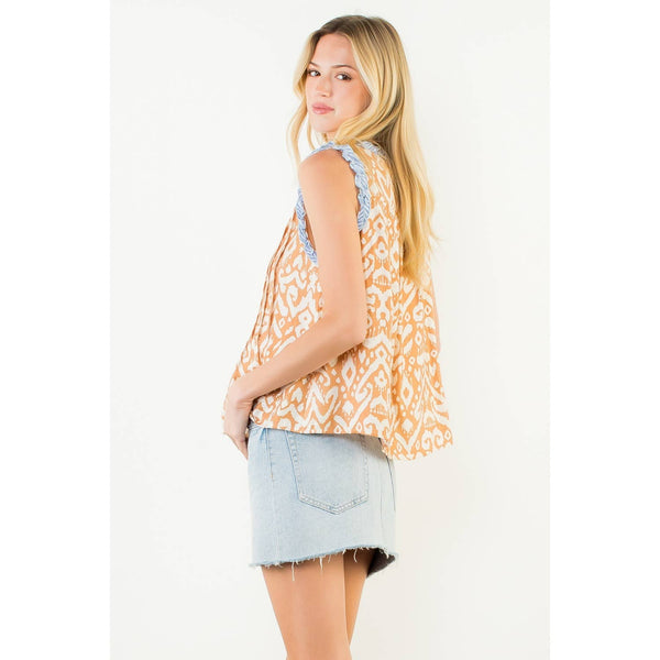 Sleeveless Abstract Pattern Top