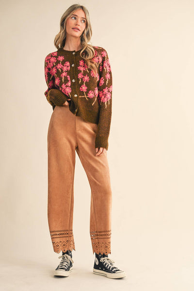 Cheery Floral Knit Cardigan Sweater