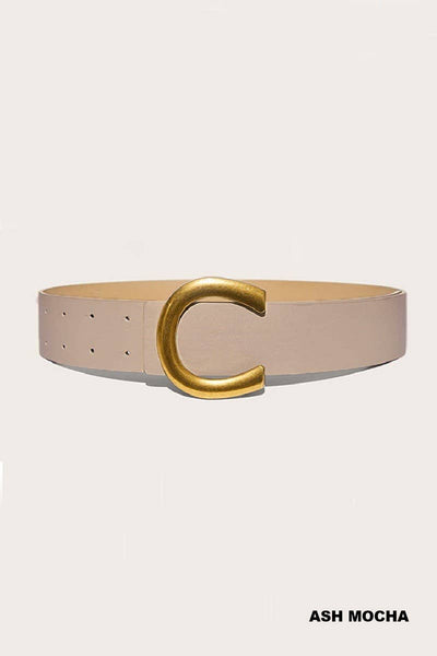 Large C Shape Buckle Fashion Belt: BROWN / 1(ONE SIZE)