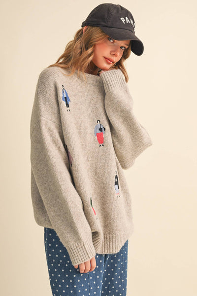 Super Soft Embroidered Sweater in Oatmeal