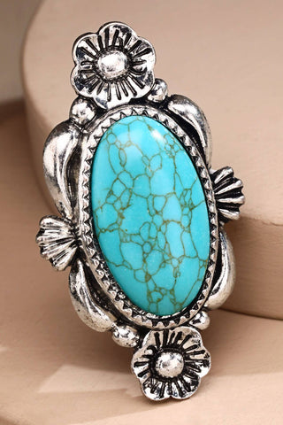 Decorative Western Oval Cuff Adjustable Ring