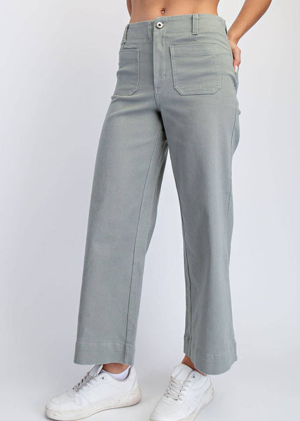 Dusty Sage Cotton Twill Pants