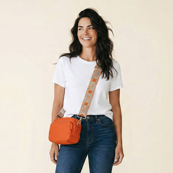 Natalia Nylon Crossbody: ORANGE