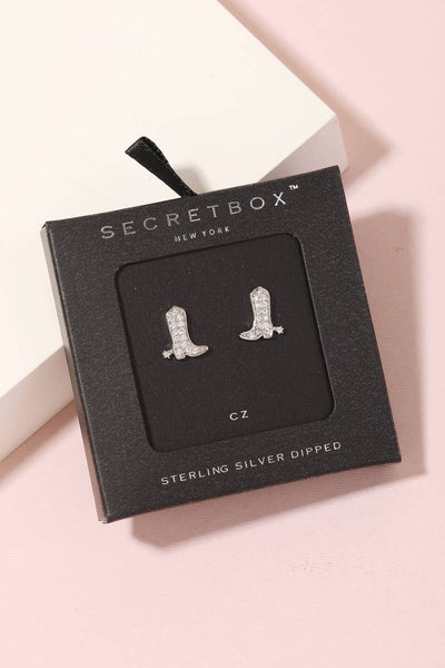Secret Box Studded Cowboy Boot Earrings