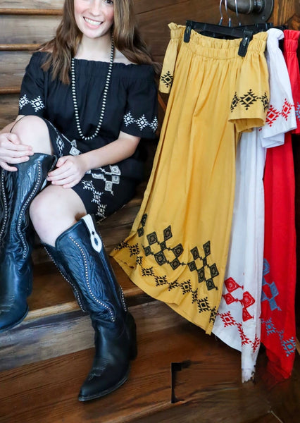 Rodeo Ready Off the Shoulder Embroidered Dress