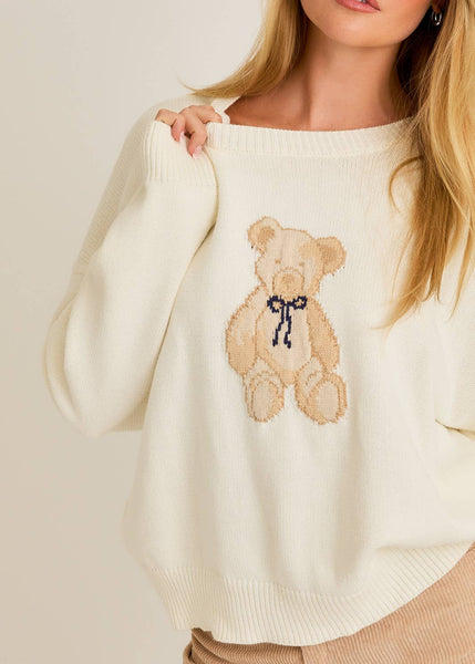 Vintage Vibes Teddy Bear Crewneck Sweater