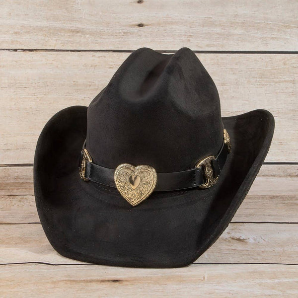 Western Heart Buckle Cowboy Hat: BK