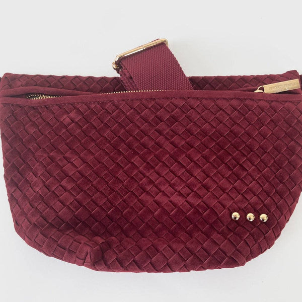 Faux Suede Westlyn Woven Crossbody Sling Bag