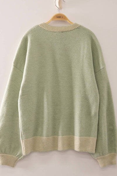 12W3674N-Cute Dog Intarsia Knit Sweater: IVORY / S-M-L/2-2-2