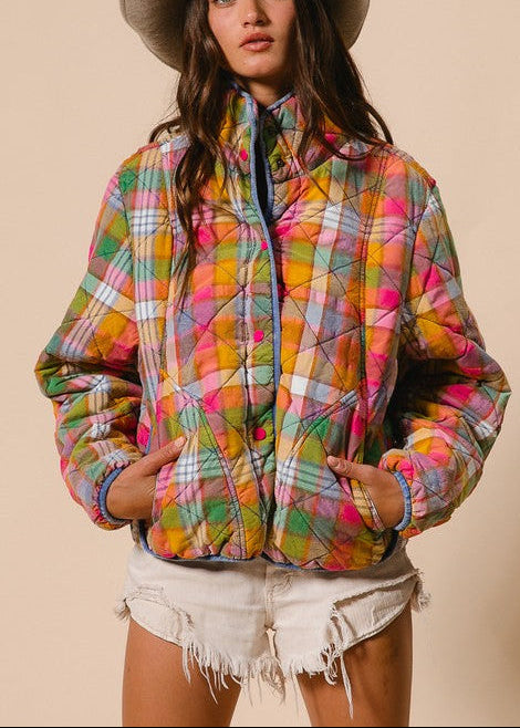 Vintage Vibes Plaid Quilted Jacket