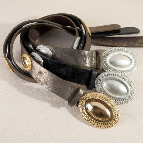 Western Ornate Ovals Vegan Leather Belt: GBR
