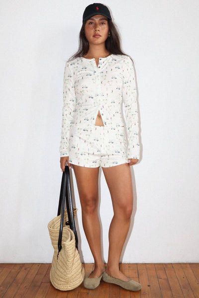 Golf Print Button Cardigan : Apple Green / XS