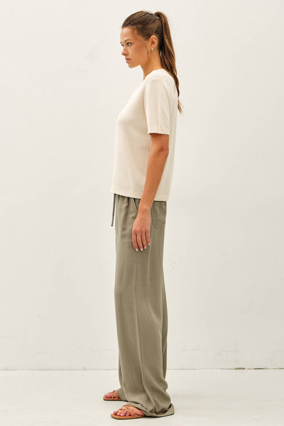 CASHMERE BLENDED SHORT SLEEVE SWEATER  : SLATE BLUE / M