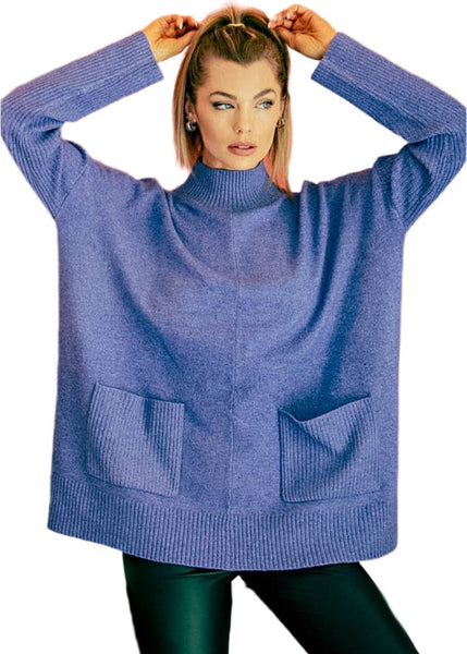Cuddly Mock Neck Poncho Sweater