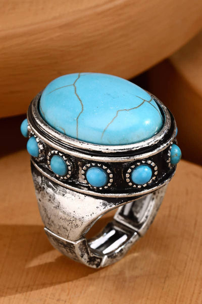 Large Statement Semi Stone Ring : Turquoise(SBTQ) / OS