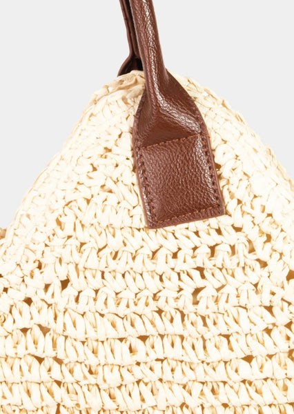 Straw Knit Shoulder Tote Bag