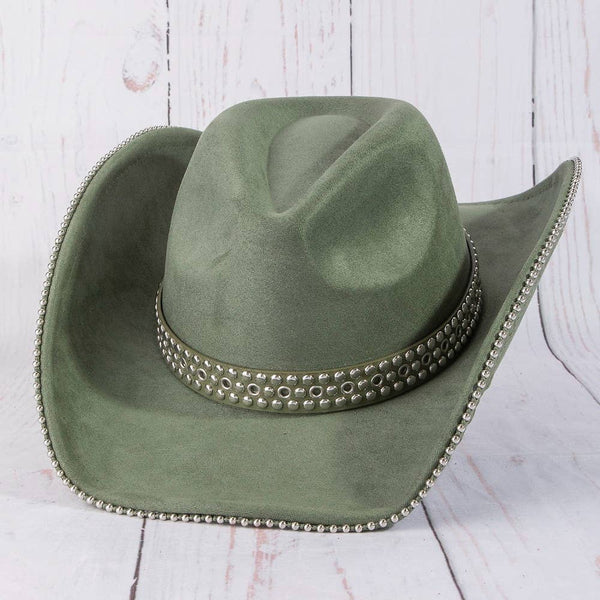 Studded Trim Western Cowboy Hat: DBR
