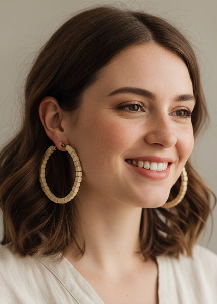 Blame It On My Roots Squared Beaded Hoop Earrings