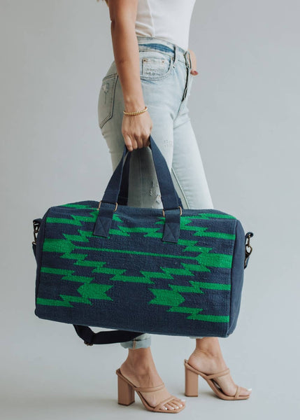 Navy & Green Aztec Duffle Bag