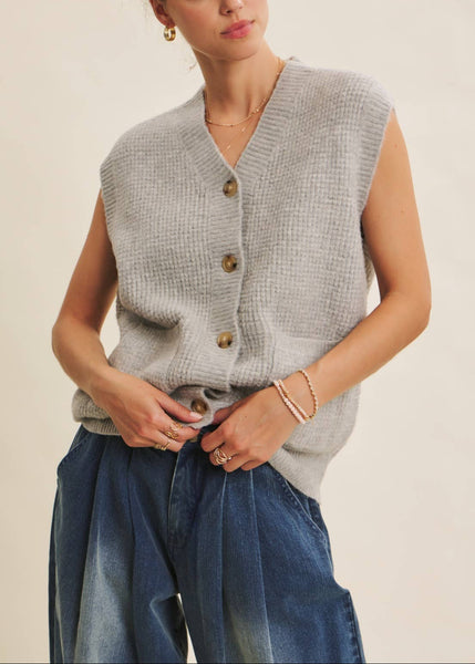 Waffle Textured Cozy Sweater Vest