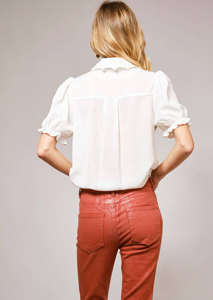 Betty Boots Cactus Print Lace Collar Blouse