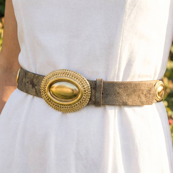 Western Ornate Ovals Vegan Leather Belt: GBR