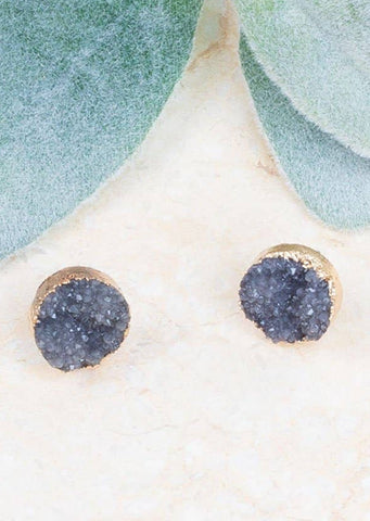 Everyday, Everywhere Druzy Stud, in Gray
