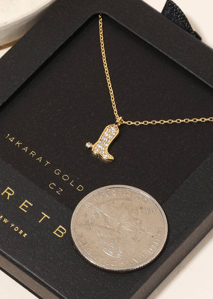 Secret Box Gold Dipped Western Cowboy Boot Pendant Necklace