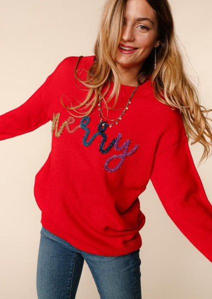 Festive Merry Tinsel Holiday Sweater